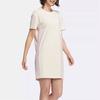 Adidas Neo Solid Color French Cartoon Pattern Printed Mid Waist Round Neck Short Sleeve Dress Women Dresses Beige HF7315