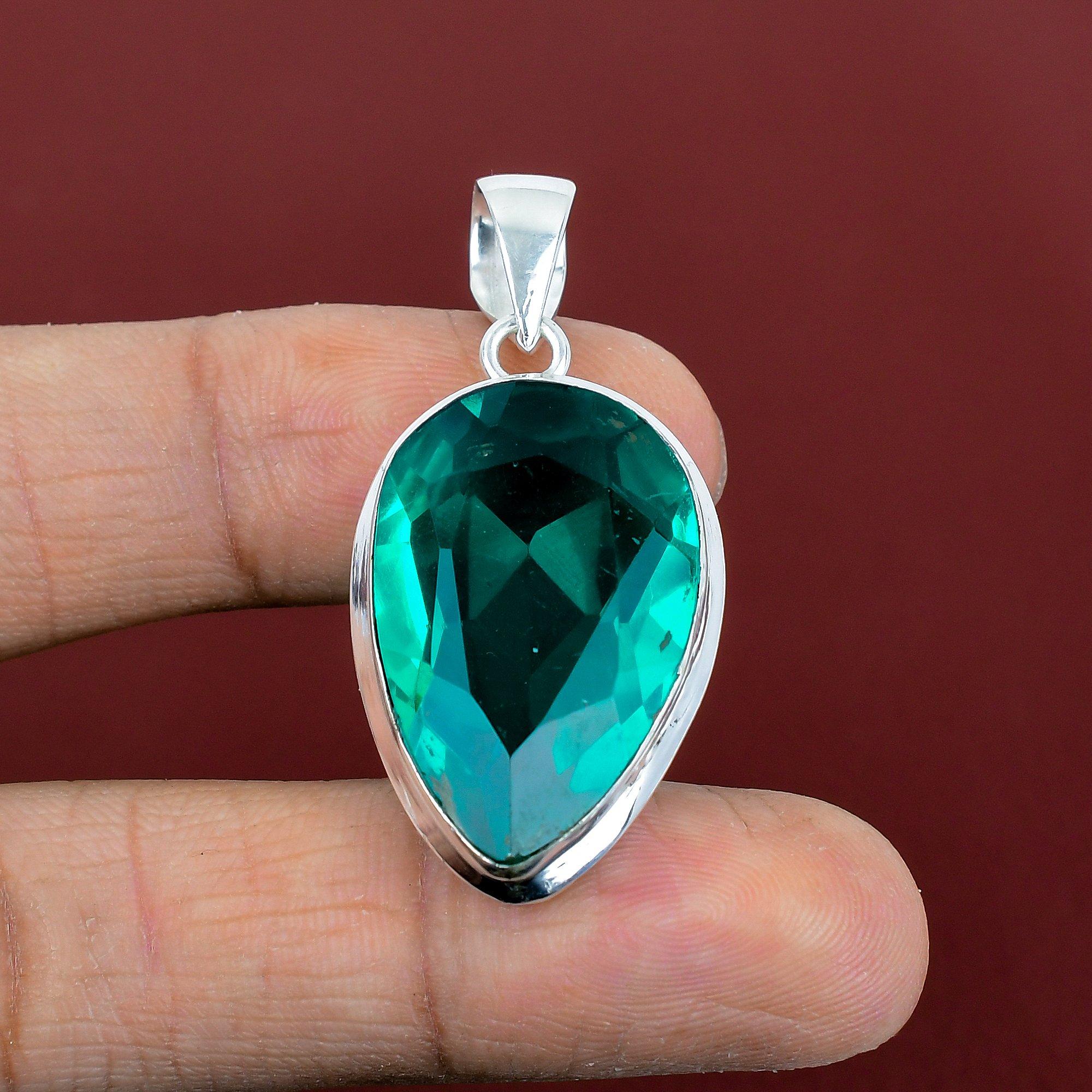 Faceted chrome diopside pendant natural gemstone pendant 925 sterling silver pendant chrome diopside jewelry handmade pendants wedding gifts