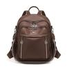 PU Convertible Backpack with Dual Front Vertical Zippers Casual Daypack for Women Daily Travel