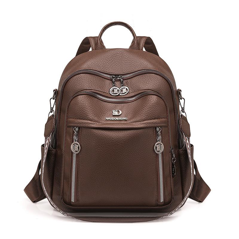PU Convertible Backpack with Dual Front Vertical Zippers Casual Daypack for Women Daily Travel