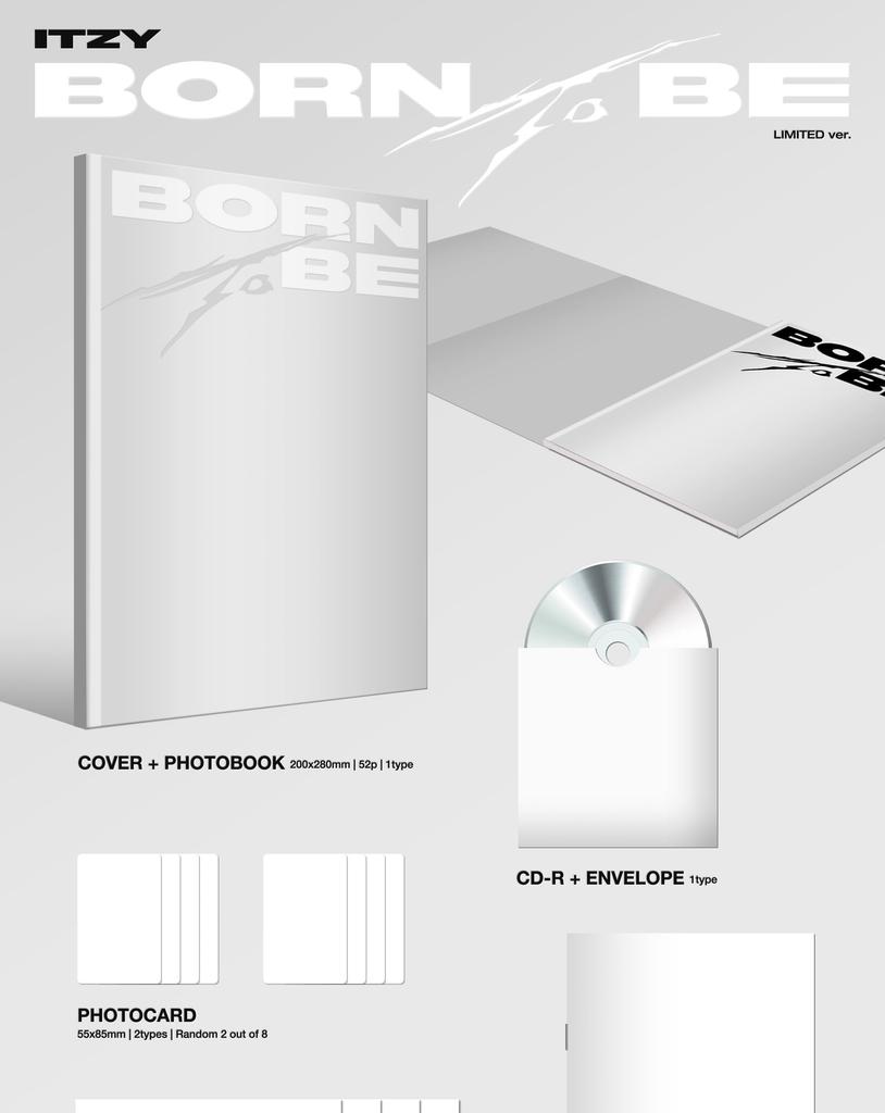 ITZY Born To BE 2nd Album Limited Version Pair 2Cut Sealed CD+52p PhotoBook+2p PhotoCard+1p Portrait+24p Booklet+1ea Film+Tracking