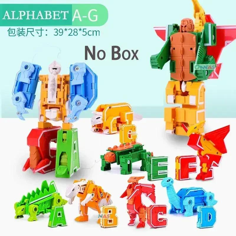 26 letras A-Z Alfabeto Animal Dinossauro Guerreiro Figuras de Ação de Deformação Robô de Transformação Brinquedos Para Crianças Presente Brinquedos