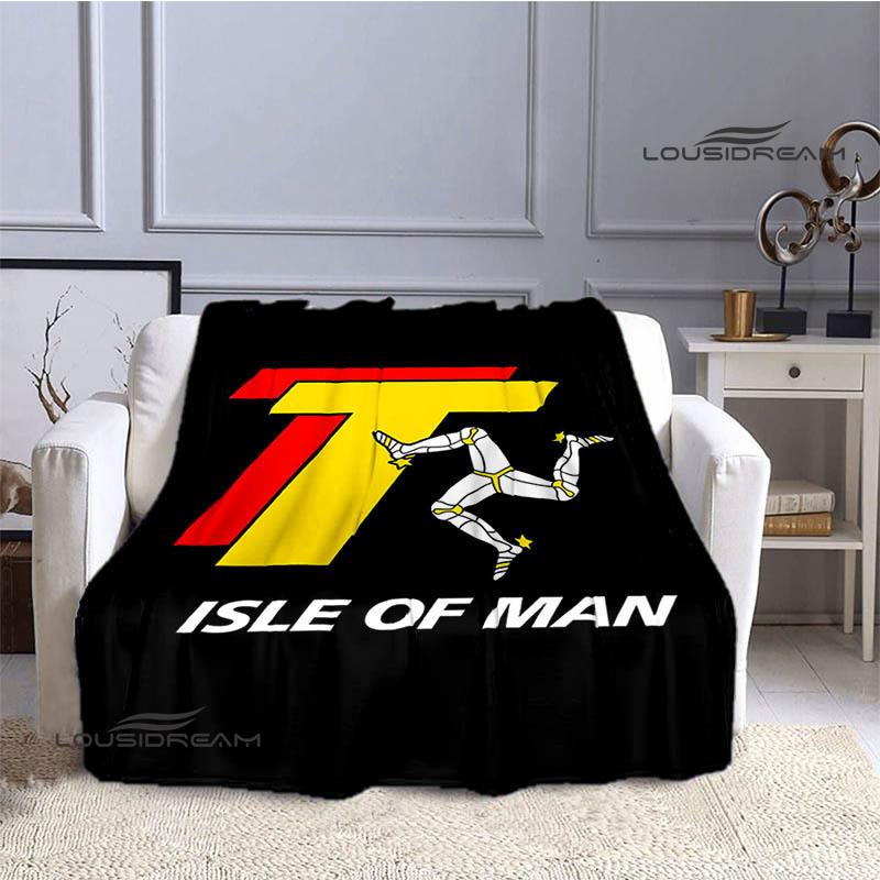 Motorcycle Isle of Man Tt Printed Blankets Flannel Warm Blanket Soft Cozy Blanket Travel Blankets Bed Linings Birthday Gift