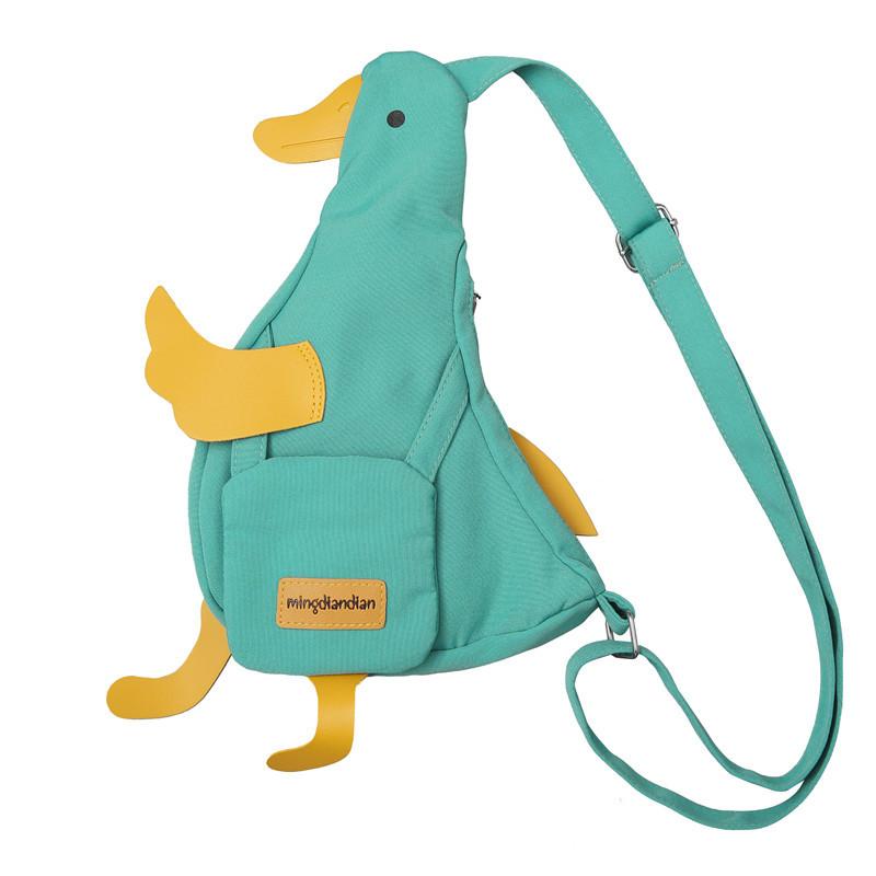 Women Shoulder Bag Cute Duck Canvas Bag Female Student Messenger Shoulder Bag Trendy Funny Cute Cartoon Chest Bag