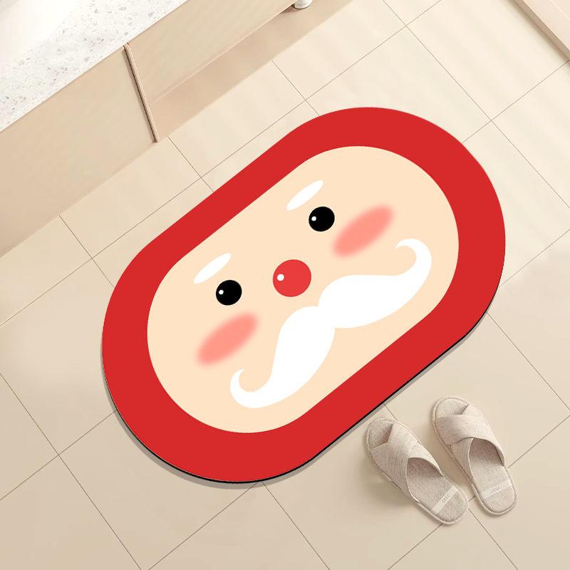 Christmas Cute Cartoon Bathroom Absorbent Floor Mat Non-slip and Erasable Atmosphere Soft Diatom Mud Bathroom Door Floor Mat