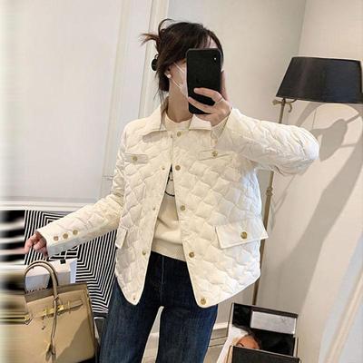 Modieuze Dames Korte Katoengevoerde Jas met Licht en Dun Doorgestikt Design voor de Winter