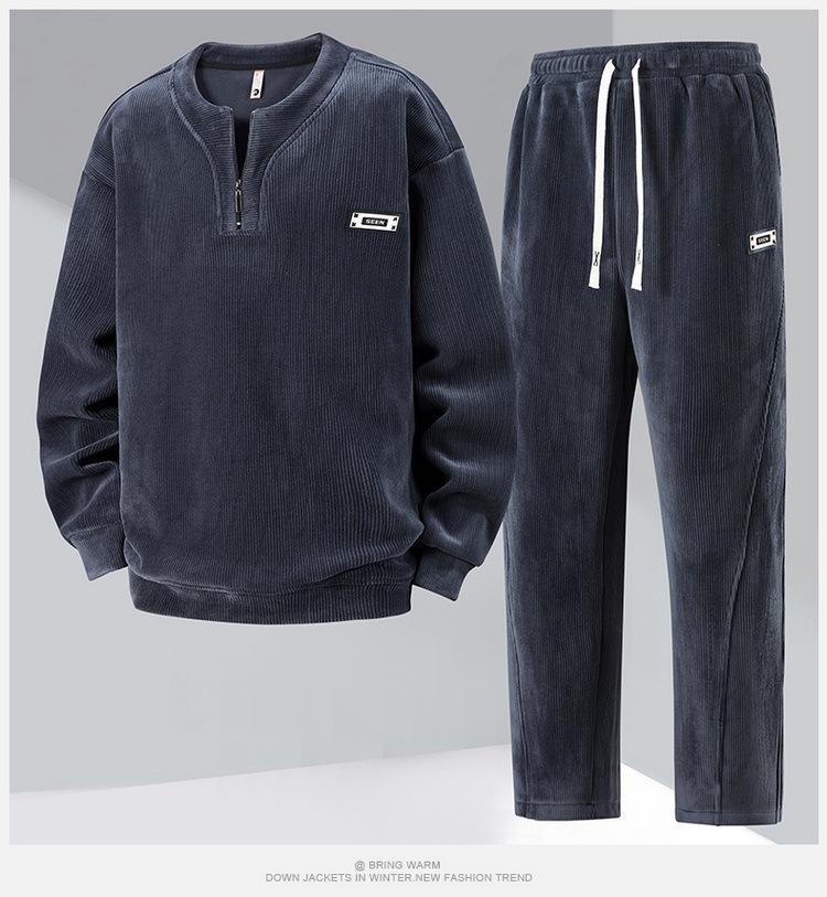 350 Jin Plus Size Men's Fleece-Lined Sweatshirt, Thick Long Sleeve, Autumn/Winter, Extra Large Loose Base Layer
