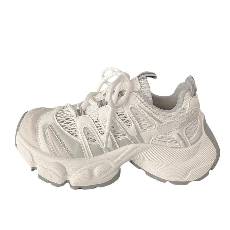 Mesh breathable thick-soled women's new fashionable versatile height-increasing and thin casual sports shoes