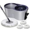 Masthome Rotating Floor Mop Set with No Hand Washing Floor Wet 360 Degree Room Commercial Home 3 Replacement Pads Mop, Mop, 9.8L Bucket, Required,