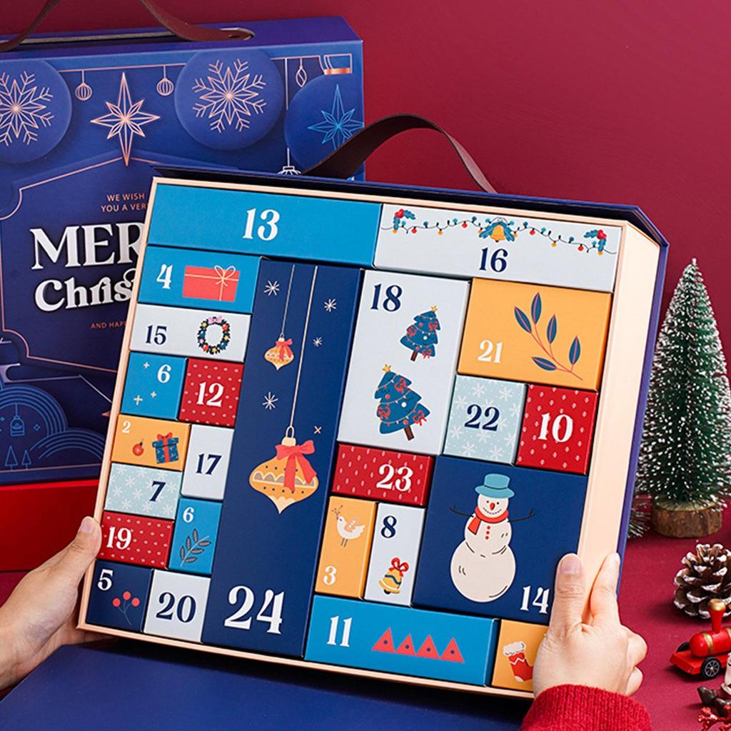 Christmas Countdown Calendar Boxes 24-Day Count Down to Christmas Calendar Boxes Multi-Functional Snacks Container for Winter
