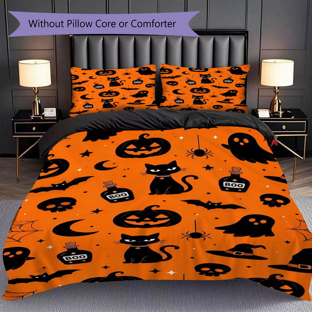 1PC Halloween theme pattern Bedding Quilt Set Quilt Cover Pillowcase Home Decoration Birthday Gift (1 * duvet cover + 2 * pillowcase, without core)