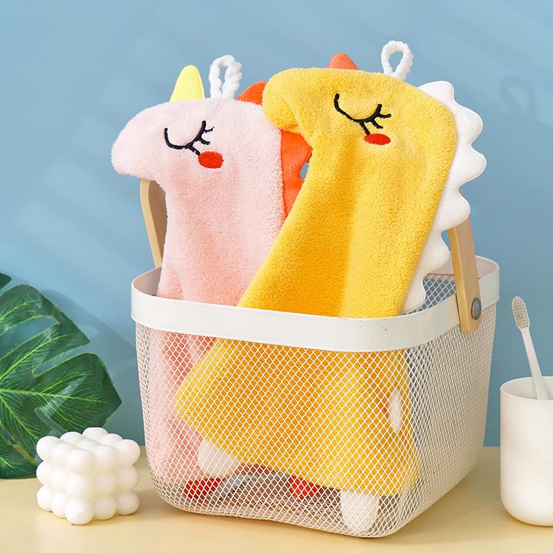 Coral Fleece Goose Hand Towel - Absorbent & Cute for Kids' Bathroom or Kitchen