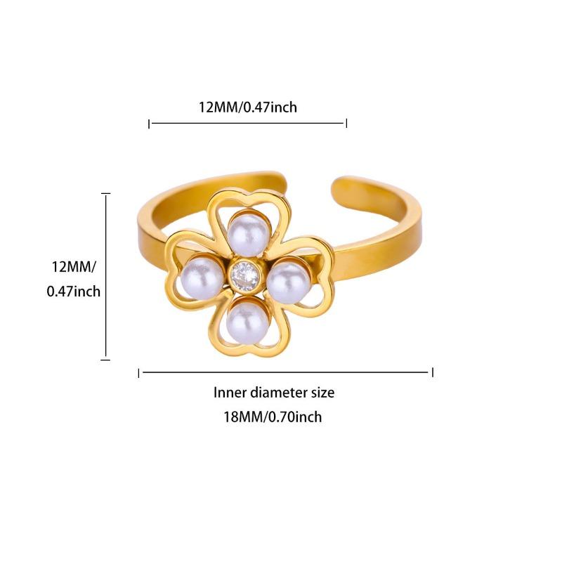 Simple Stainless Steel Gold-plated Butterfly Love Zircon Geometric Ring Female Personality Versatile Ring