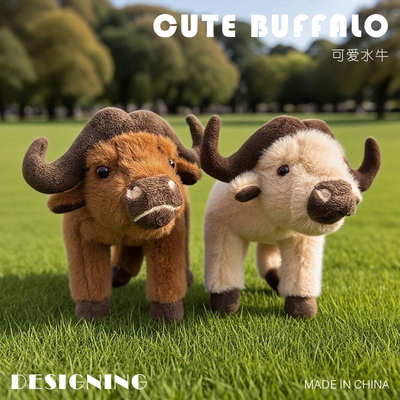New Simulation 25cm Standing Water Buffalo Doll Stuffed Plush Toy Cartoon Anime Cute Children's Birthday Gift Fun Doll