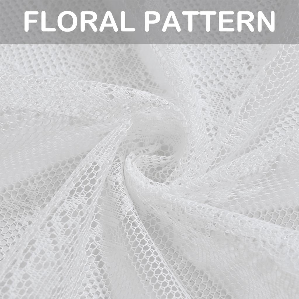 1/2 Panels Sheer Curtains Floral Semi Transparent Light Filtering Rod Pocket Voile Drapes Window Curtain for Bedroom Living Room