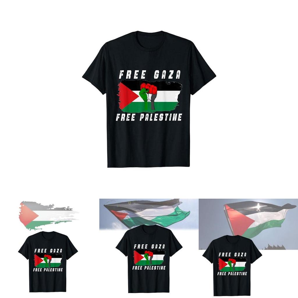 Free Palestine Cartoon Anime Short Sleeve T-shirt For Teenagers