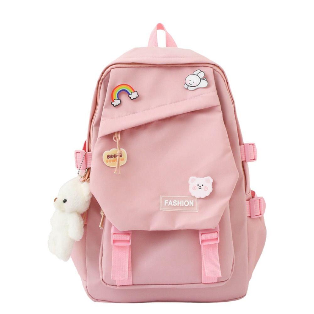 

Nylon Large Capacity Bags Canvas Korean Style School Bag Sweet Badge Shoulder Backpack Student