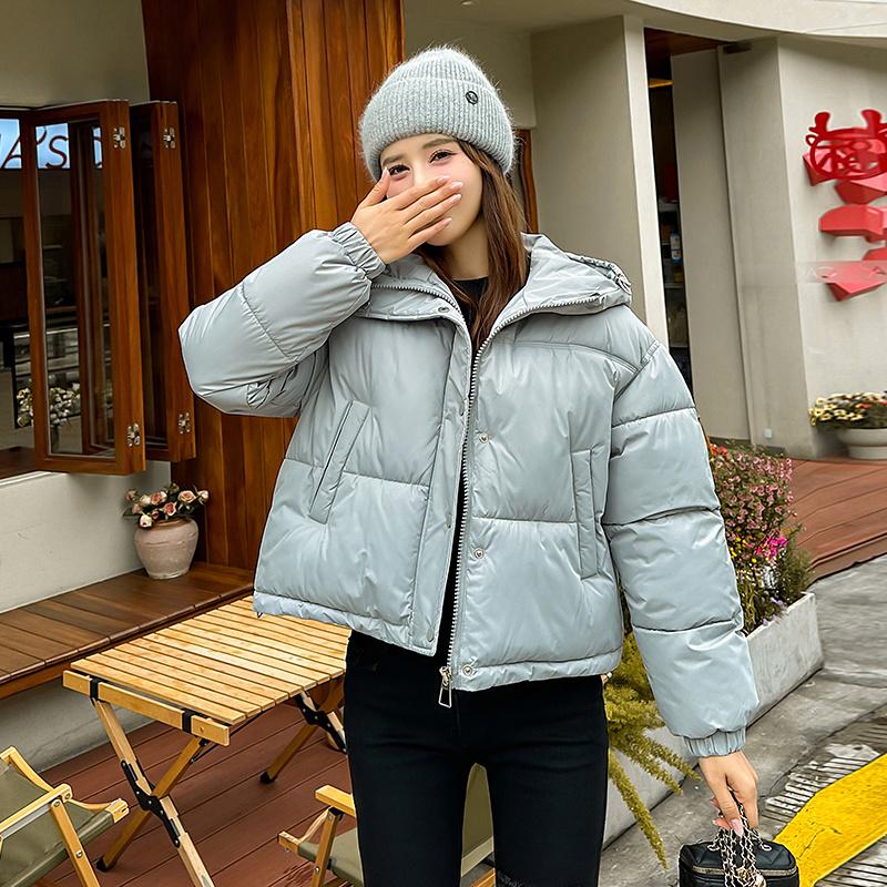Women Autumn Winter Soild Color Thicken Outwear Cotton Padded Hooded Warm Jacket Coat