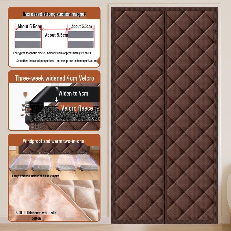 Thickened Magnetic Thermal Insulation Door Curtain - Windproof and Cotton-Lined for Winter 95x220 cm