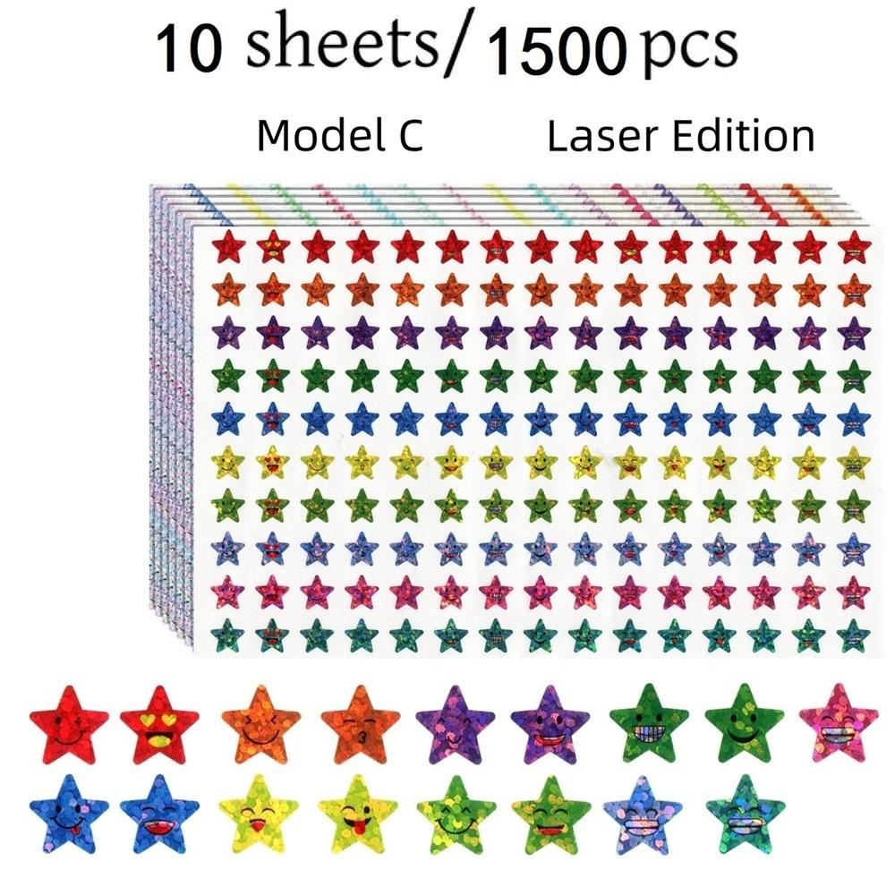 1500 Star Stickers Reward Chart Set – 10 Sheets, Holographic & Classic Designs For Kids, Students, Teachers – Positive Reinforcement Stickers
