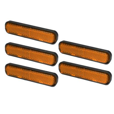 Partuto Set of 5 3.66"x0.83" Universal Reflectors - Oval Shape Orange Plastic Reflectors for
