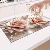 1Pcs Rubber Drying Mat With Floral Print For Coffee Shop Restaurant Kitchen Carpet Tableware Durable Diatom Mud Table Mat Pet Mat Coffeeware