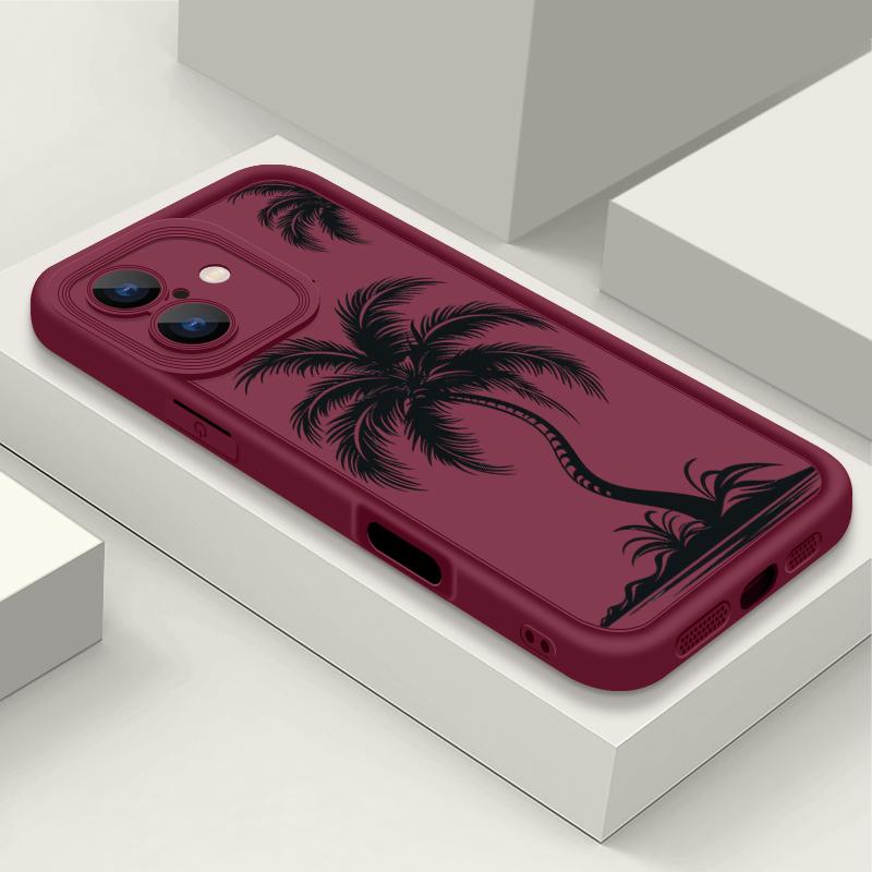 

Мягкий чехол для телефона из ТПУ с принтом кокосовой пальмы, устойчивый к падению, для iPhone 16 Pro Max 15 14 Pro 13 12 11, защита линз, противоударная матовая задняя крышка iPhone 7 / 8 вино красного