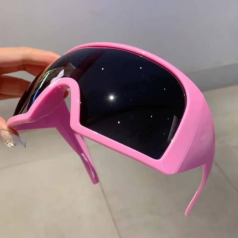 

Oversized Futuristic Goggle New Wrap Round Mirror Monoblock Outdoor Sunglasses Trendy Brand Designer Sports Eyewear