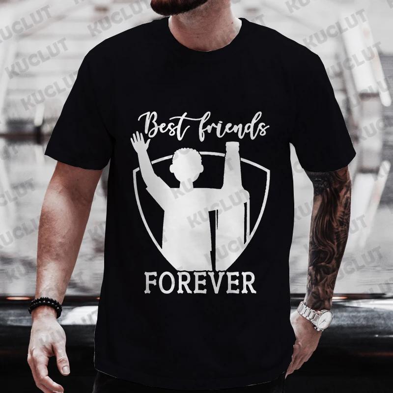 Men T Shirt Best Firends Forever Graphic Y2k Clothes Beer DAY Drinking Party Tops Oversized Outfit Streetwear Short Sleeve Tees