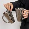 Creative Silver Mug With Handle Milk Cup Coffee Cup Modern Simple Universal Water Cups Drinkware Home Decoration Gift