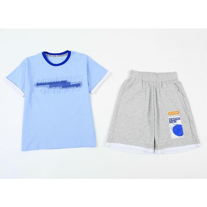 Boys Sports Set 2026 Summer Children s Gradient Letter Print Short Sleeve T-Shirt and Shorts 2-Piece Set 100
