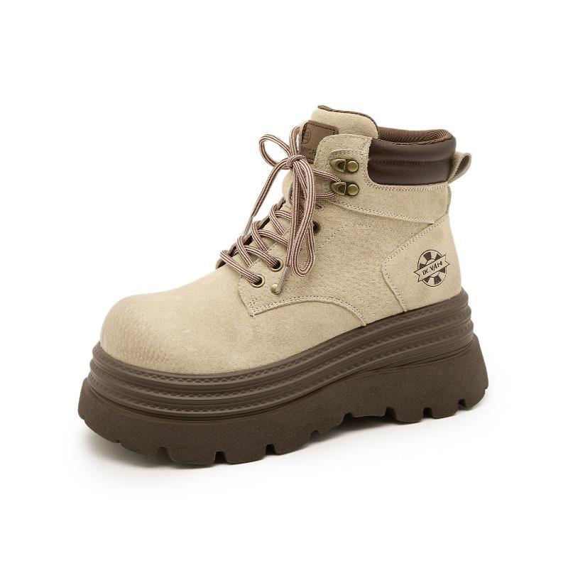 

2577 Увеличение роста 8 ботинок Мартина Женские кожаные на толстой подошве осенние тонкие ретро короткие ботинки Новые ботинки цвета ревеня 36 абрикосовый