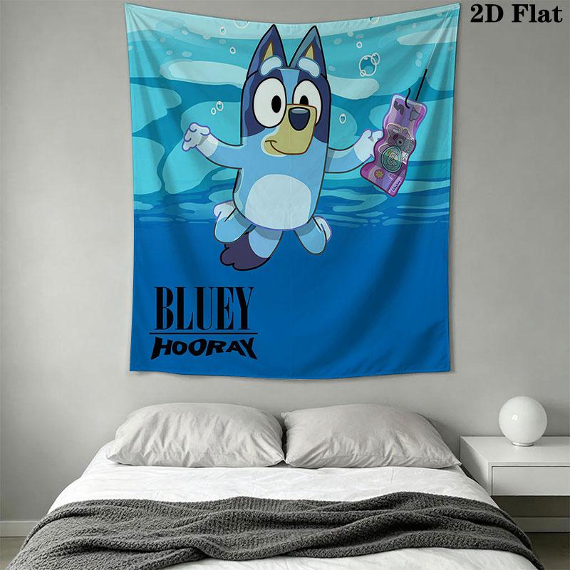 Bluey Wall Hanging Printed Fabric Blanket Decorative Tapestries for Bedroom Living Room Home Decor