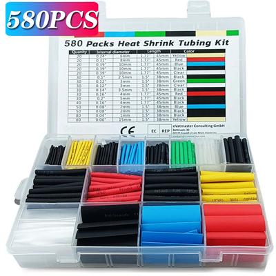 127/328/580/800Pcs Heat Shrink Wrapped Shrinking Insulation Sleeving Thermal Casing Car Electrical Cable Shrink Tube Tube Kit