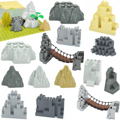 Rockery Panel Stone Rock Bricks Mountain Plant Drawbridge City Street Scene View Building Blocks MOC Toy Compatible 6083 23996