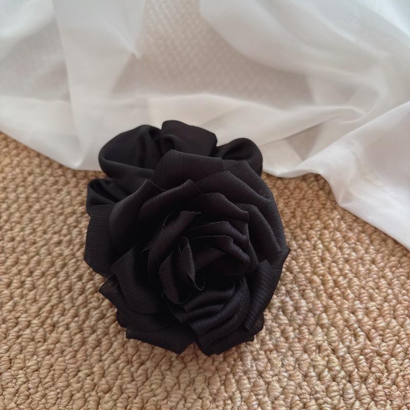 Korean 3D Pleated Satin Fabric Hairband with High-End Flower Hair Tie, Retro and Chic, High Quality