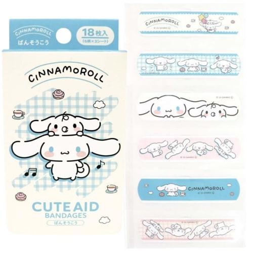 General Medical Device First-Aid Bandages, Cinnamoroll Cute, 18 Bandages (6 Designs X 3 Sheets), Standard Size, 19 X 72mm, Made In Japan, Character Ba