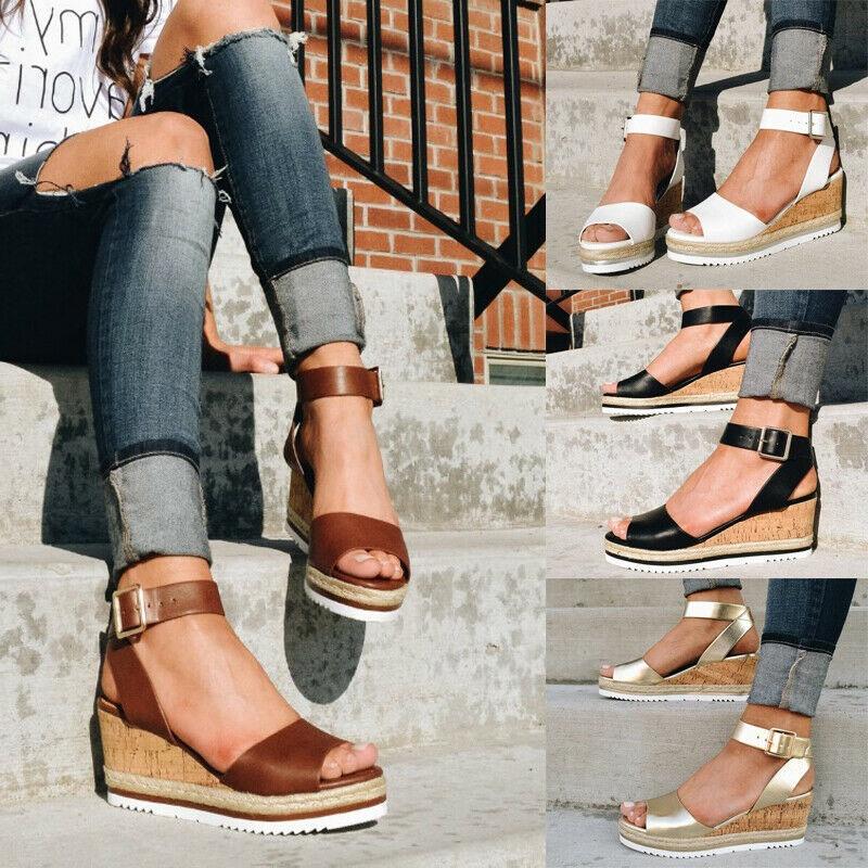 Elegant Women's Ankle Strap Open Toe Platform Wedges Sandals For Summer Comfort