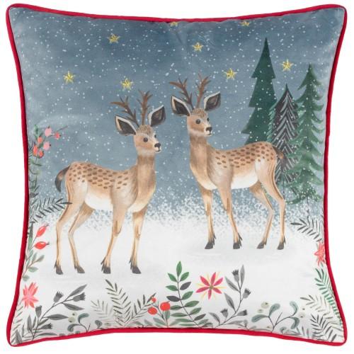 Furn Ditsy Festive Piped Velvet Reindeer Cushion Cover