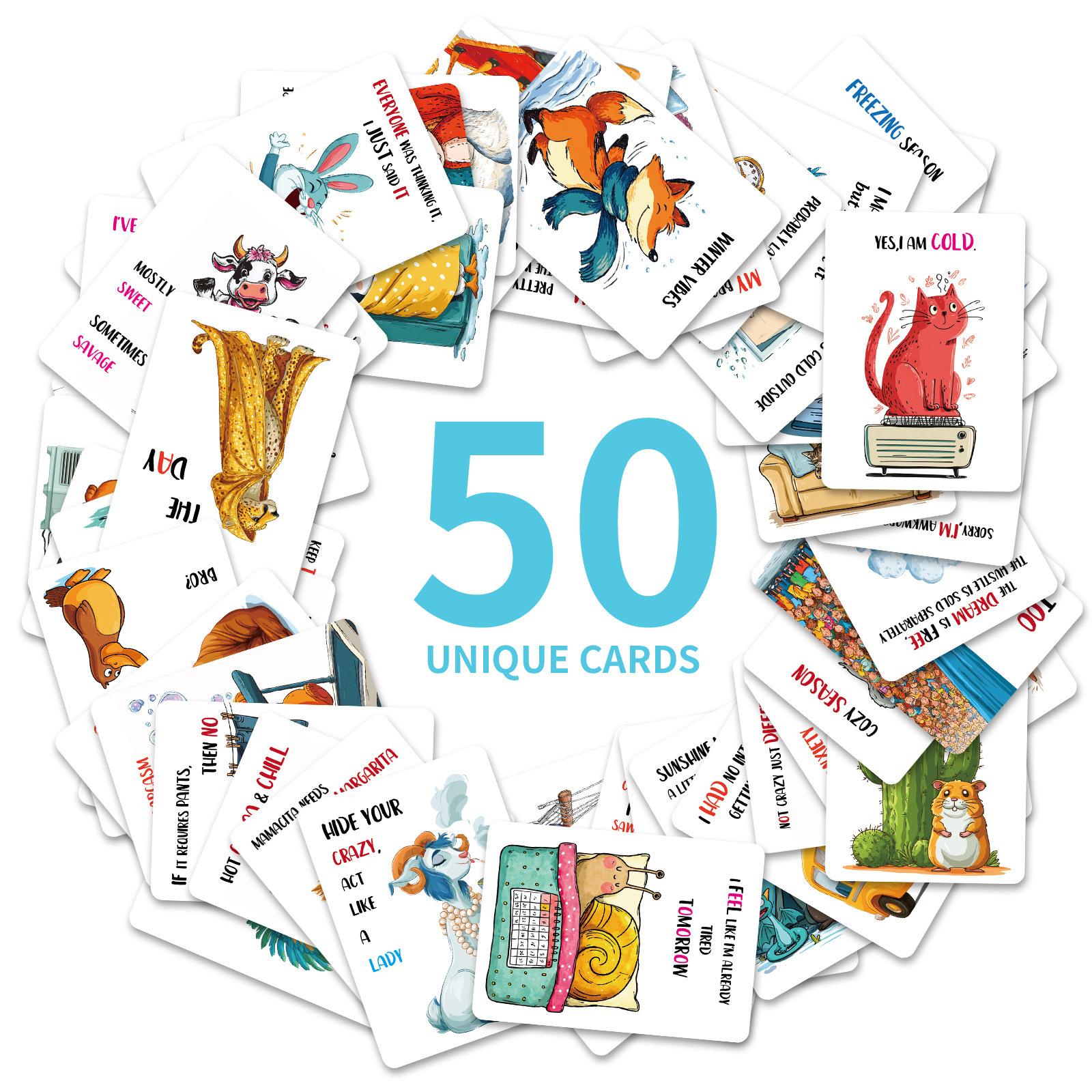 

50 Humorous Text Cards Love Cartoon Illustrations Embarrassing Interactive Small Cards All English T01042722
