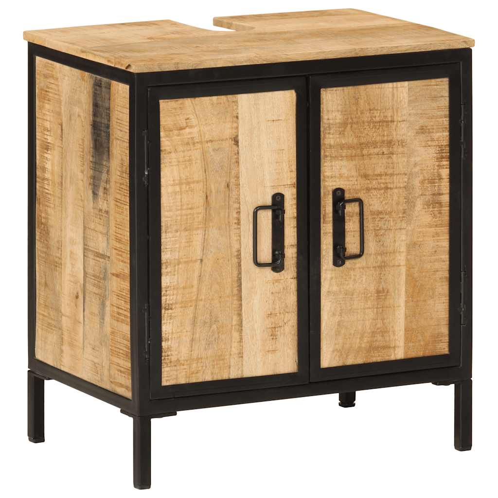 2 Piece Bathroom Furniture Set Iron and Solid Mango Wood
