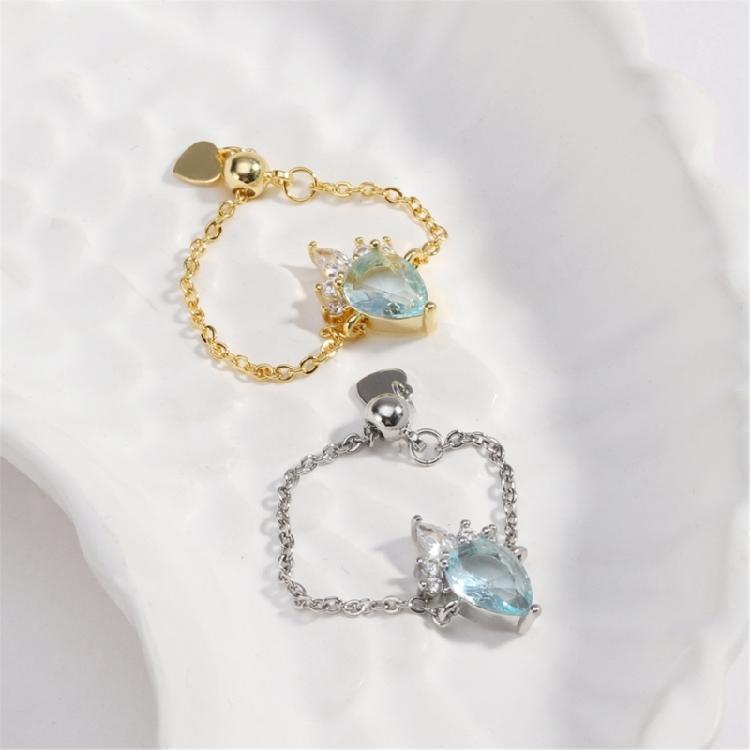 Simple Teardrop Rings Adjustable Fashion Chain Rings Opening Rings Copper Texture Suitable for Wedding and Party Wear