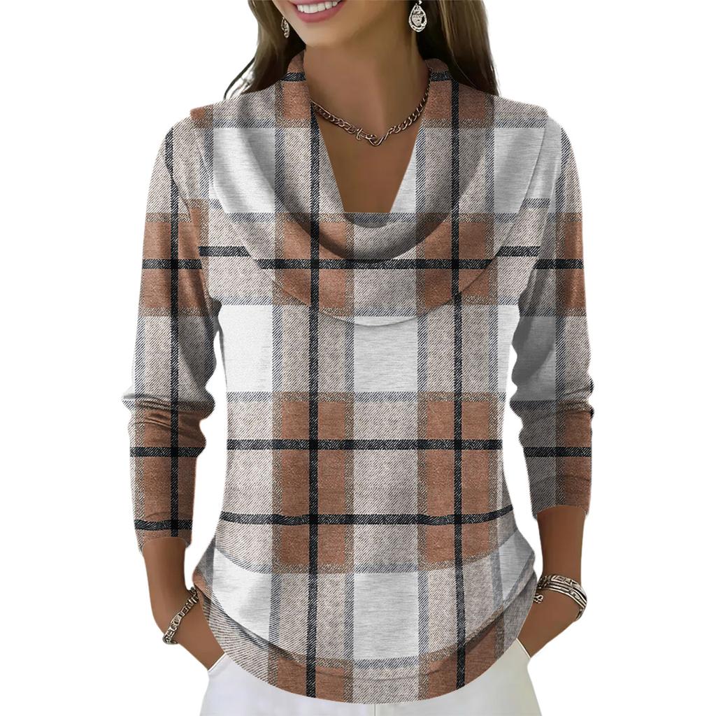 Women's Casual And Fashionable Round Neck Long Sleeved Printed Top Sweater