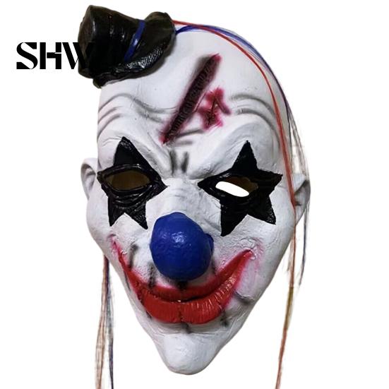 Sprzęt na imprezę Halloweenowy Straszny Lateksowa Maska dla Dorosłych, Straszny Rekwizyt Cosplay Clown, Przerażająca Pełna Maska na Głowę Kostium dla Dorosłych, Dom Strachów,