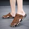Big Size 46 Luxury Men Leather Slippers Sandals Comfortable Breathable Casual Shoes Men Fashion Sneakers Leisure Men Slippers Slides Footwear Male