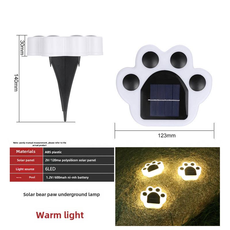 

Светодиодный солнечный садовый ландшафтный светильник для двора и газона 6 LED Paw Light - Warm