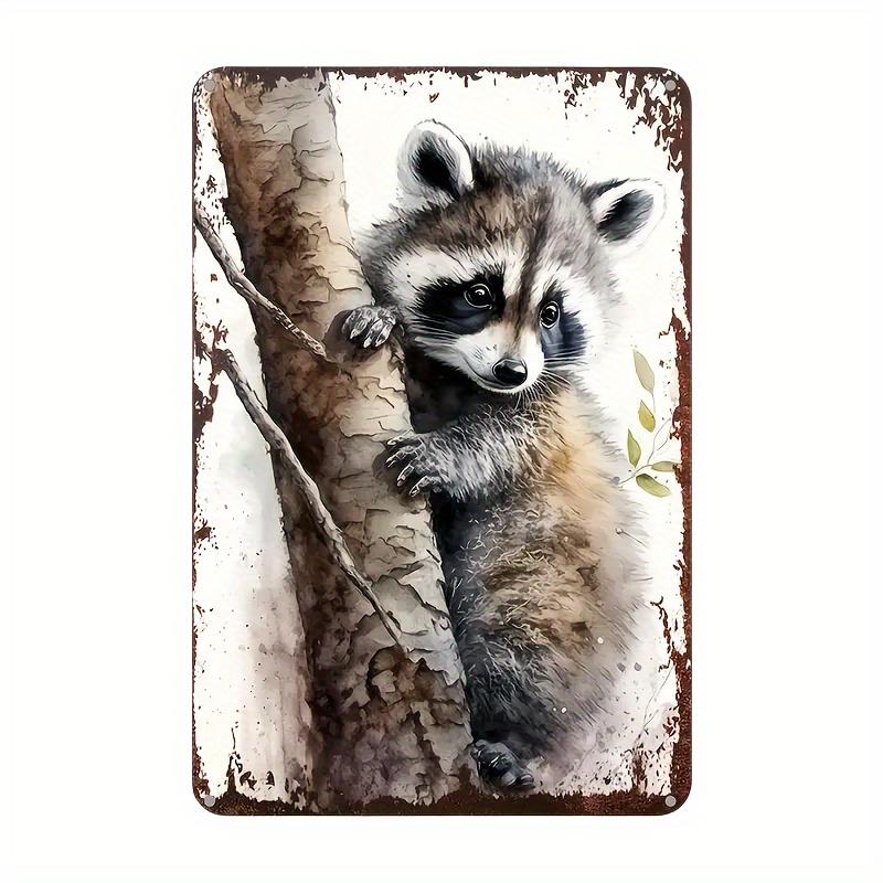 

Rustic Raccoon Vintage Metal Tin Sign, Vintage Americana Wild Animal Wall Art Decor for Home Bar Man Cave 20x30cm（7.8x11.8inch）