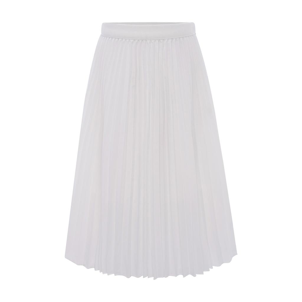 Girls High Waist Elastic Waistband Solid Color Pleated Skirt with Lining Flowy Holiday Birthday Skirt