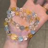 Five Elements Multi-Crystal Round Bead Bracelet - Transparent, Bright, High-End Design