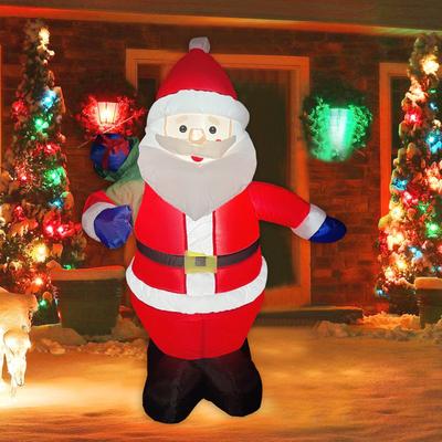 Weihnachten Aufblasbare Outdoor Dekorationen Santa Claus Rucksack 4FT Eingebaute LED Lichter und Luft